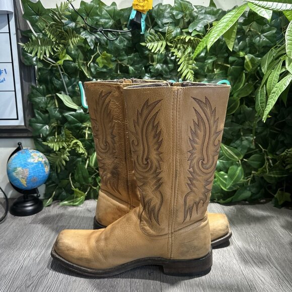 Frye Heath Outside Zip Brown Distressed  Leather Boot Men Size 10 D Angel Wings main image 10